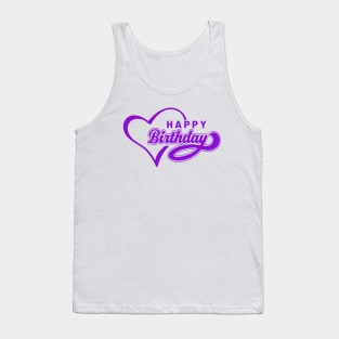 Happy Birthday Purple Love Heart Tank Top